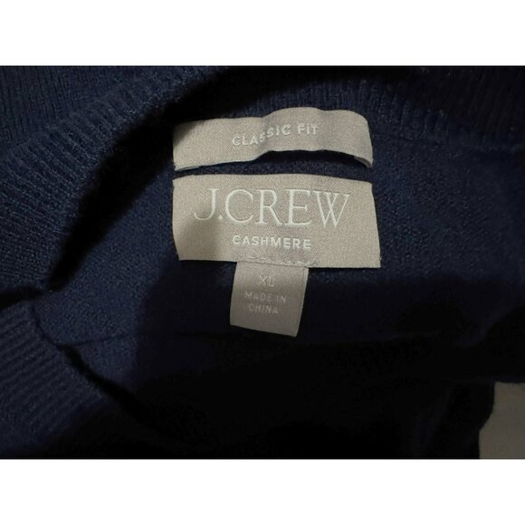 J. Crew Mens 100% Cashmere Navy V-Neck Pullover Long Sleeve Sweater Sz M FLAWED - Picture 4 of 5